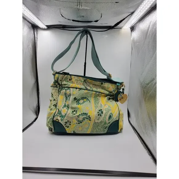 Juicy Couture Green Yellow Paisley Couture Baby Shoulder Bag Vintage Y2K - Picture 15 of 16